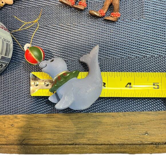 Vintage Circus Monkey & Circus Seal w/ball on Nose Christmas Ornament Resin EUC - Picture 4 of 6